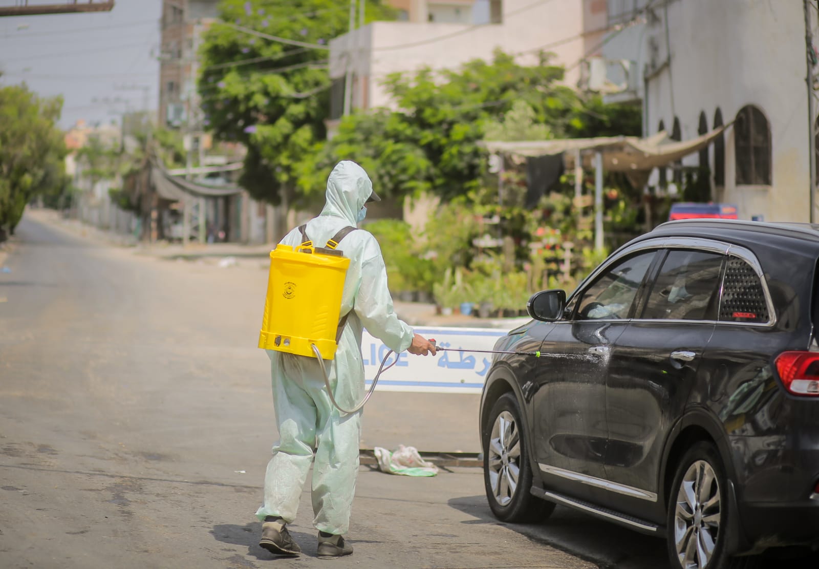 صور من تشديد الإجراءات الوقائية وحظر التجول في محافظة شمال غزة