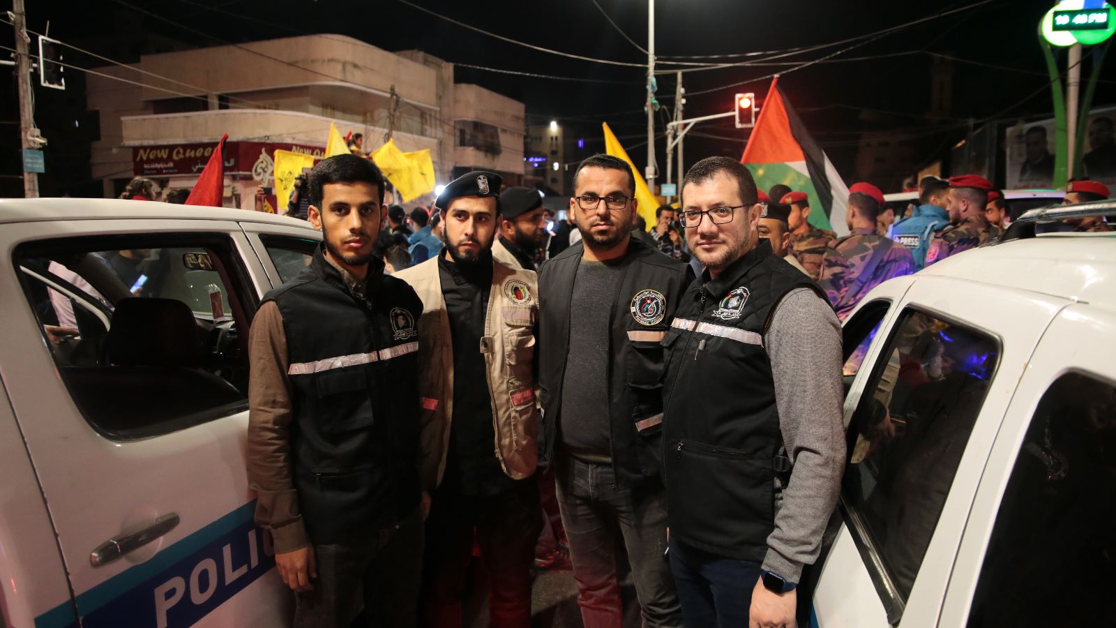 مؤتمر صحفي ومسير للطواقم الميدانية بأجهزة وزارة الداخلية مع بدء وقف العدوان الإسرائيلي على غزة