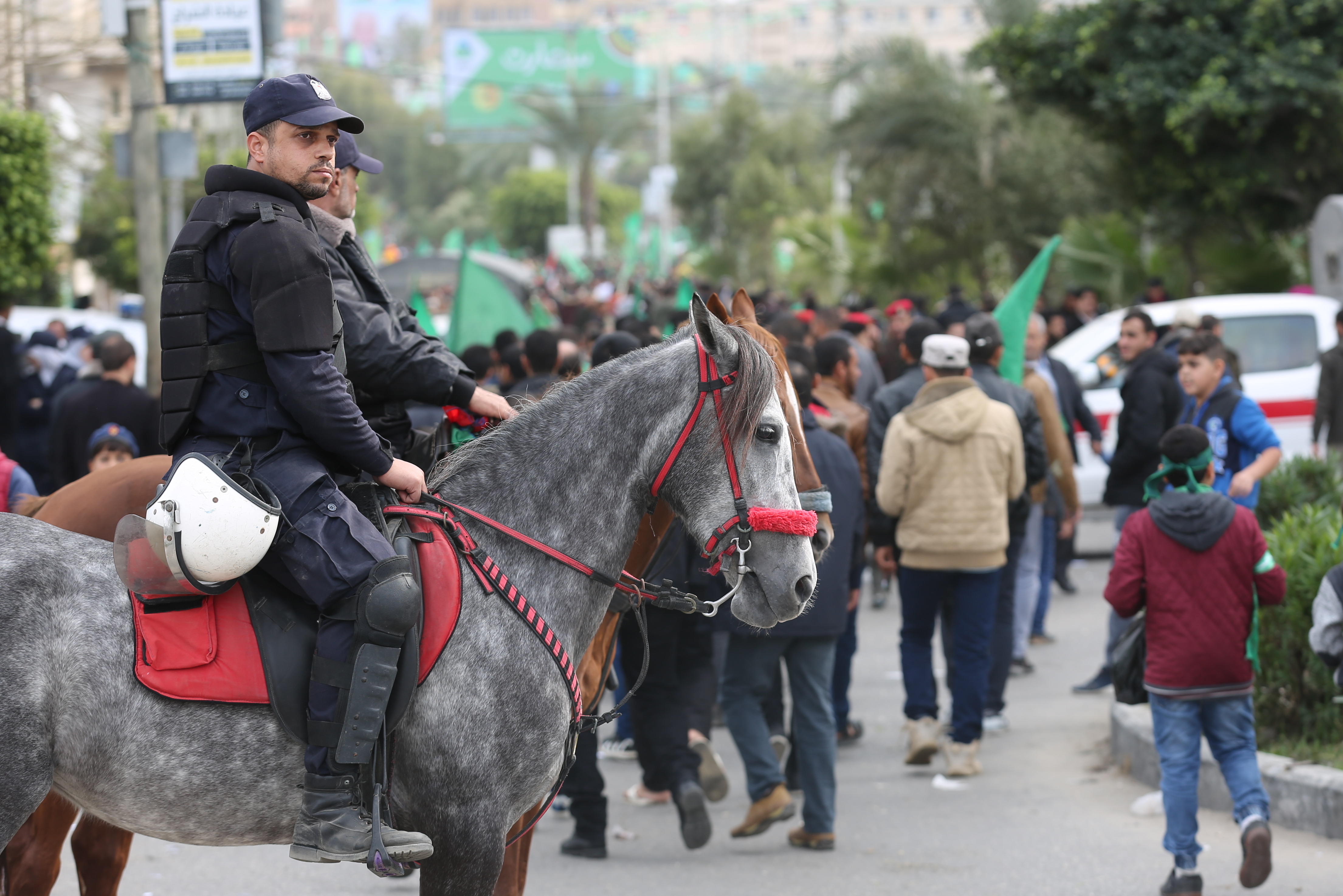 تأمين مهرجان انطلاقة حركة حماس في ساحة الكتيبة بغزة