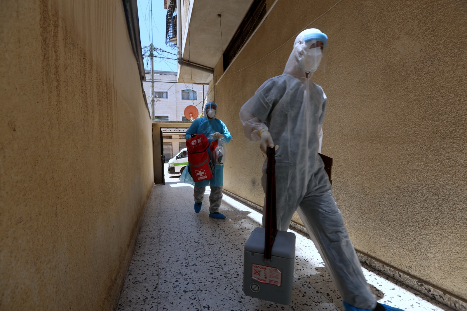 المناورة التدريبية المشتركة لمحاكاة وقوع إصابة بفيروس كورونا في حي مكتظ